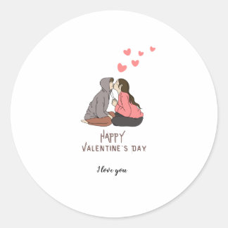 Sticker Rond Carte Heureuse Sainte-Valentin de vacances photo