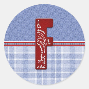 Sticker Rond Carte initiale et postage de Denim et Plaid Bandan
