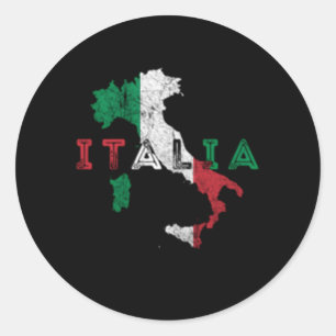 Sticker Rond Carte Italienne Et Drapeau Distorsion Italie