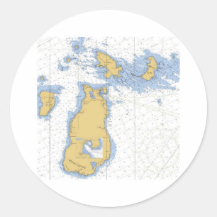Sticker Rond Carte marine de Beaver Island, MI