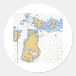 Sticker Rond Carte marine de Beaver Island, MI