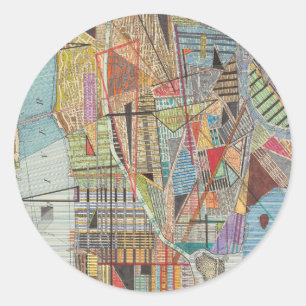 Sticker Rond Carte moderne de New York I