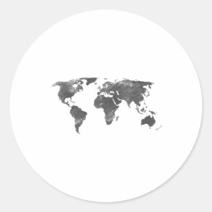 Sticker Rond Carte Mondiale En Grey, Cartes Mondiales _1
