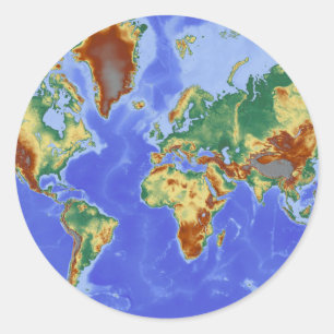 Sticker Rond Carte mondiale géographique internationale