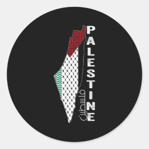 Sticker Rond Carte palestinienne Keffiyeh Thobe Motifs Palestin
