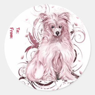 Sticker Rond Carte Pink NB Chinoise
