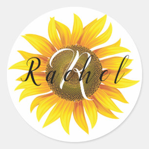 Sticker Rond Carte postale de tournesol personnalisée