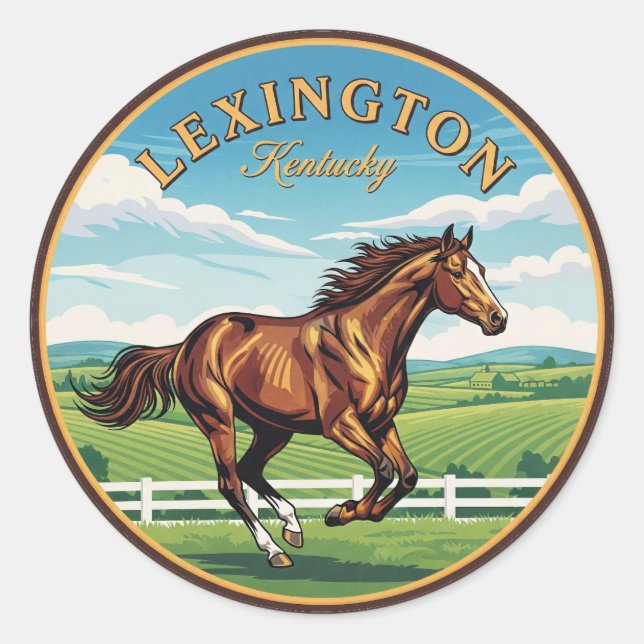 Sticker Rond Carte postale Lexington Kentucky (Devant)
