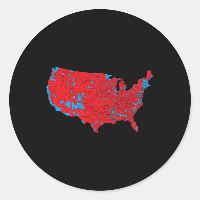 Sticker Rond Carte Red Wave Des Etats-Unis Dans L'Élection Prés (Devant)