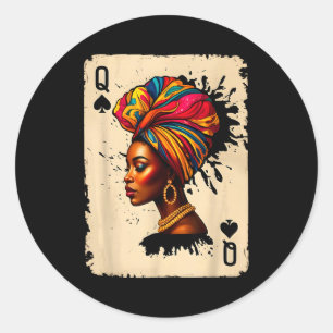 Sticker Rond Carte Reine de l'Histoire Africaine Mélanine Fière