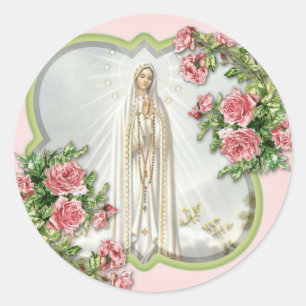 Sticker Rond Carte religieuse Notre-Dame de Fatima Vierge Marie