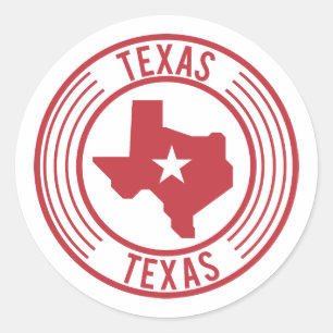 Sticker Rond Carte Rouge Texas Star blanche en cercle