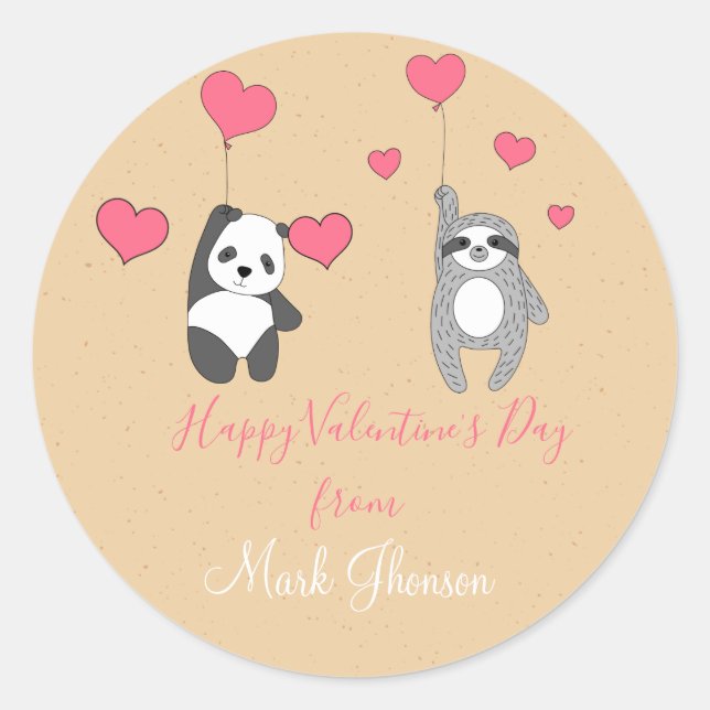 Sticker Rond Carte Saint Valentin pour animaux de distance soci (Devant)