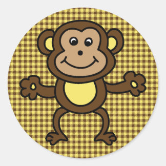 Sticker Rond carte singe mignonne
