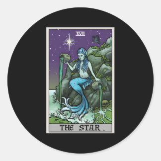 Sticker Rond Carte Star Tarot Halloween Mermaid Witch Déplaisan