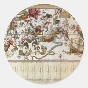 Sticker Rond Carte Stellaire Vintage de la Constellation par Ba