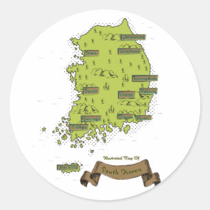 Sticker Rond Carte sud-coréenne