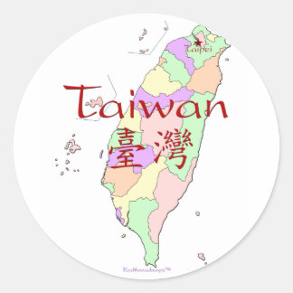 Sticker Rond Carte Taiwan