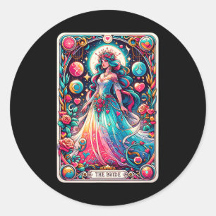 Sticker Rond Carte Tarot De Mariée Mystique Enchantant Mariage 