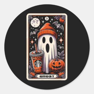 Sticker Rond Carte Tarot Ghost mignonne Saison Éffrayante Jack-