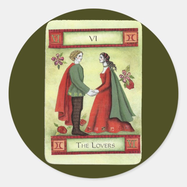 Sticker Rond Carte tarot "Les Amoureux" (Devant)