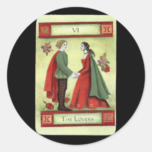 Sticker Rond Carte tarot "Les Amoureux"