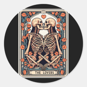 Sticker Rond Carte Tarot Lots Skeleton Goth Halloween