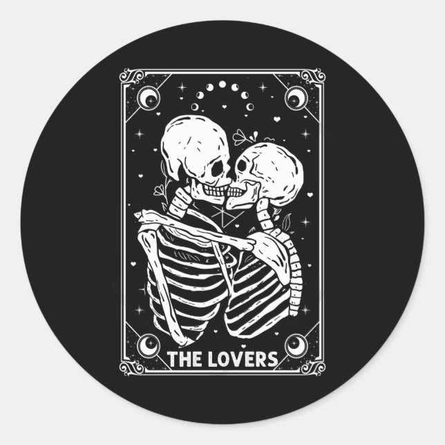 Sticker Rond Carte Tarot Lots Skeleton Valentine Gothic Ha (Devant)