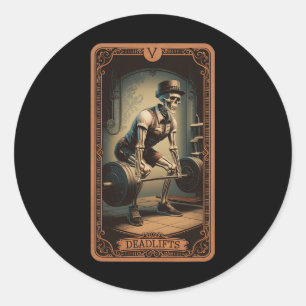 Sticker Rond Carte Tarot Squelette Démonte-charge Powerlifter P