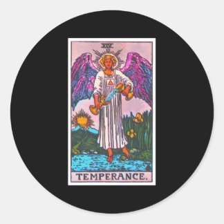 Sticker Rond Carte Tarot Tempérance Psychique Occulte Métaphysi