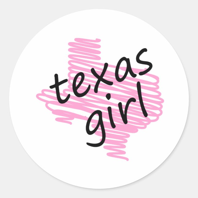 Sticker Rond Carte Texas Girl with Scribbled Texas (Devant)