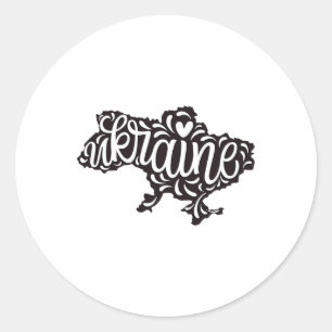 Sticker Rond Carte Ukraine - Emblème national ukrainien