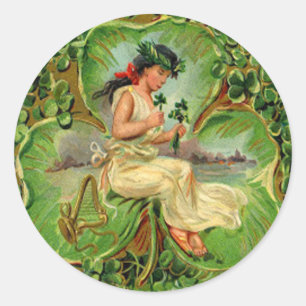 Sticker Rond Carte vintage de la Saint-Patrick représentant une