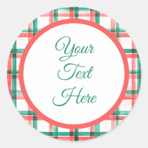 Sticker Rond Carte Vintage Noël Farmhouse Buffalo Check