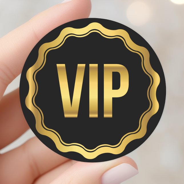 Sticker Rond Carte VIP Gold and Black Wavy (Créateur téléchargé)