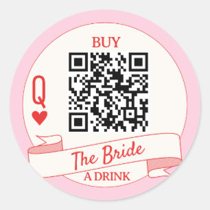 Sticker Rond Cartes à jouer : Offrez un verre à la mariée, Rein