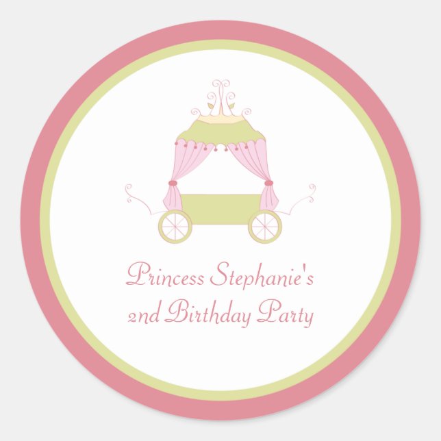 Sticker Rond Cartes d'anniversaire de princesse douces (Devant)