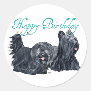 Sticker Rond Cartes d'anniversaire pour Terrier Skye