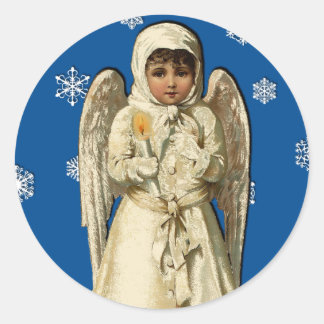 Sticker Rond Cartes d'art vintage de Noël Angélique