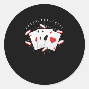 Sticker Rond Cartes De Jeu De Poker Et De Refroidissement Casin