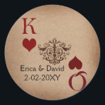 Sticker Rond Cartes de Mariage Rustique Las Vegas<br><div class="desc">Décor à thème Las Vegas dans un style rustique et chic et défraîchi. Produits correspondants également disponibles.</div>