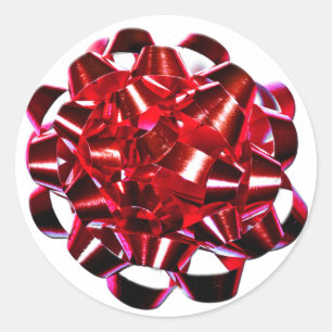Sticker Rond Cartes de Noël Red Holiday Bow