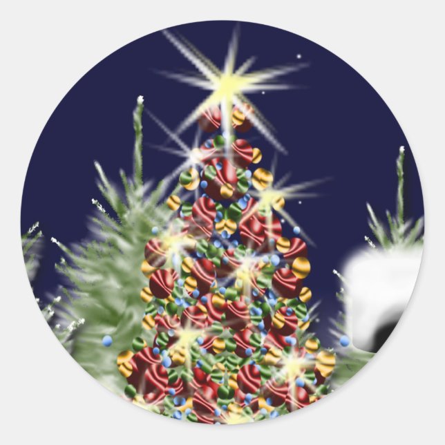 Sticker Rond Cartes de Saison Vacances Enveloppe Sceaux (Devant)