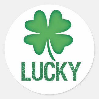 Sticker Rond Cartes de trèfle à quatre feuilles Lucky St. Patri