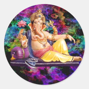 Sticker Rond Cartes De Voeux Ganesha, Stickers, Cartes Postales