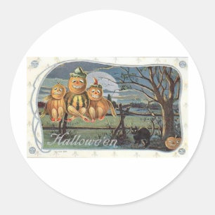 Sticker Rond Cartes de voeux Halloween vintage Affiches classiq