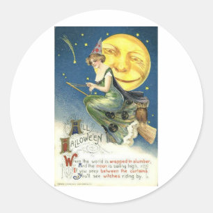 Sticker Rond Cartes de voeux Halloween vintage Affiches classiq