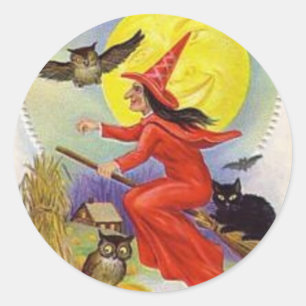 Sticker Rond Cartes de voeux Halloween vintage Affiches classiq