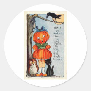 Sticker Rond Cartes de voeux Halloween vintage Affiches classiq