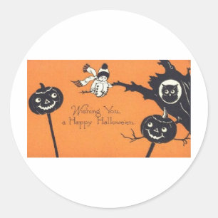 Sticker Rond Cartes de voeux Halloween vintage Affiches classiq